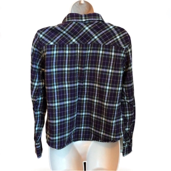 Mossimo Green & Purple Plaid Button Up - Picture 3 of 5